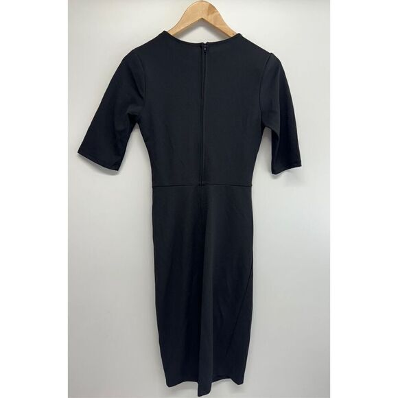 B. Darlin Black Dress Juniors Size 5 Short Sleeve Ruched Back Zip NEW - Picture 8 of 9